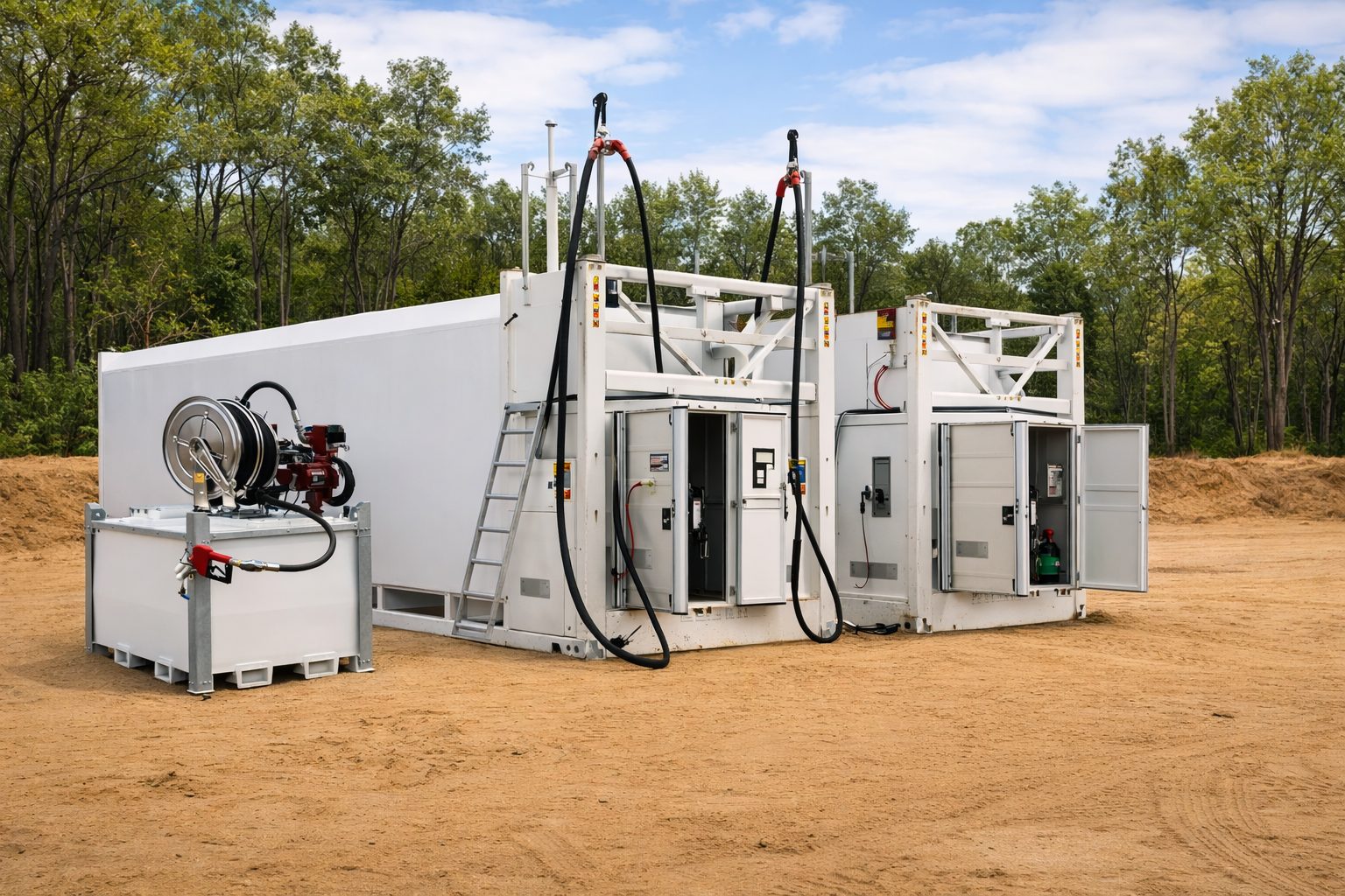 Mobile skid-mounted fuel storage system at a mining site